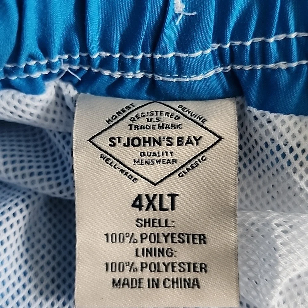 St John's Bay Men's Swim Trunck Elastic Drawstring Waist Pockets Sz 4XL (NWT)